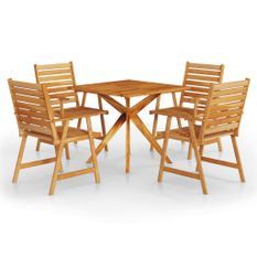 Ensemble de salle à manger de jardin 5 pcs Bois d'acacia massif 4