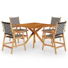 Ensemble de salle à manger de jardin 5 pcs Bois d'acacia massif 5