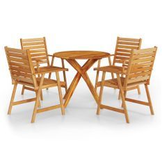 Ensemble de salle à manger de jardin 5 pcs Bois d'acacia solide 4