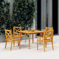 Ensemble de salle à manger de jardin 5 pcs Bois d'acacia solide