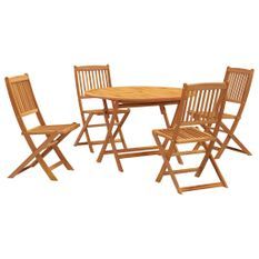 Ensemble de salle à manger de jardin 5 pcs bois d'acacia solide