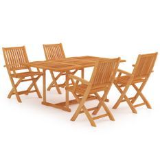 Ensemble de salle à manger de jardin 5 pcs Bois de teck massif 10