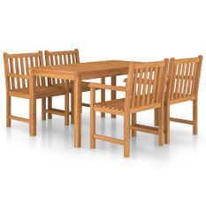 Ensemble de salle à manger de jardin 5 pcs Bois de teck solide 9