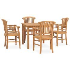 Ensemble de salle à manger de jardin 5 pcs Bois de teck solide 4