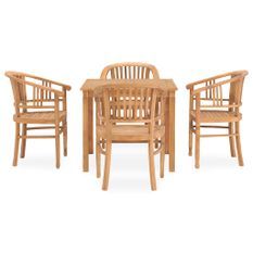 Ensemble de salle à manger de jardin 5 pcs Bois de teck solide 3