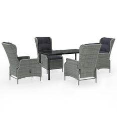Ensemble de salle à manger de jardin 5 pcs Gris clair 2