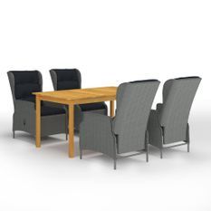 Ensemble de salle à manger de jardin 5 pcs Gris clair 10