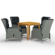 Ensemble de salle à manger de jardin 5 pcs Gris clair 5