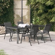 Ensemble de salle à manger de jardin 5 pcs Gris et noir