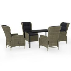 Ensemble de salle à manger de jardin 5 pcs Marron 6