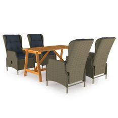 Ensemble de salle à manger de jardin 5 pcs Marron 35