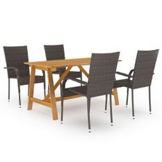 Ensemble de salle à manger de jardin 5 pcs Marron 32