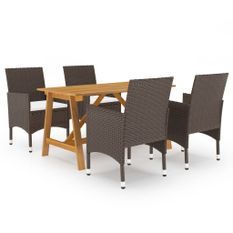 Ensemble de salle à manger de jardin 5 pcs Marron 31