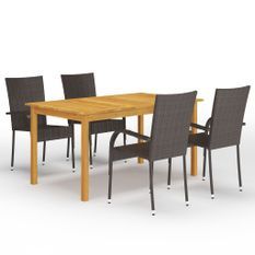 Ensemble de salle à manger de jardin 5 pcs Marron 22