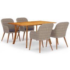 Ensemble de salle à manger de jardin 5 pcs Marron 58