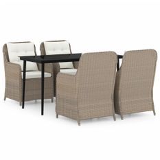 Ensemble de salle à manger de jardin 5 pcs Marron 8
