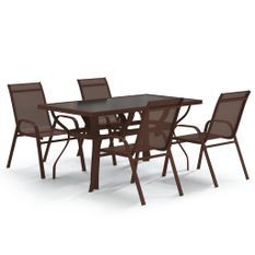 Ensemble de salle à manger de jardin 5 pcs Marron et noir 3