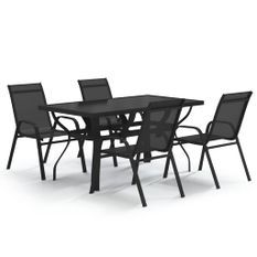 Ensemble de salle à manger de jardin 5 pcs Noir 36