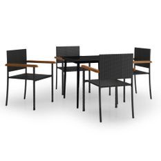 Ensemble de salle à manger de jardin 5 pcs Noir 27