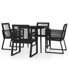 Ensemble de salle à manger de jardin 5 pcs Noir 26