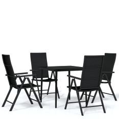 Ensemble de salle à manger de jardin 5 pcs Noir 25