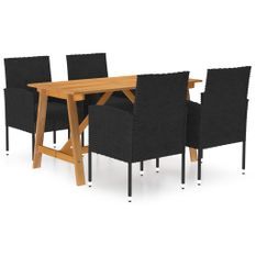 Ensemble de salle à manger de jardin 5 pcs Noir 157