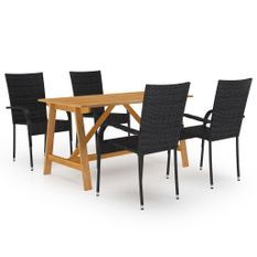 Ensemble de salle à manger de jardin 5 pcs Noir 82