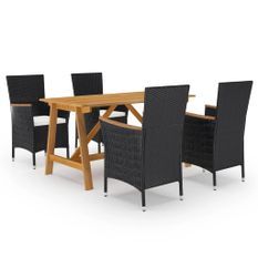 Ensemble de salle à manger de jardin 5 pcs Noir 83