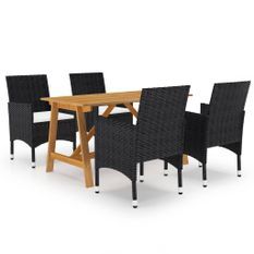 Ensemble de salle à manger de jardin 5 pcs Noir 87