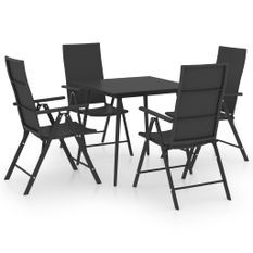 Ensemble de salle à manger de jardin 5 pcs Noir 55