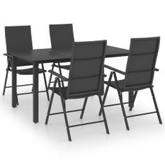 Ensemble de salle à manger de jardin 5 pcs Noir 57