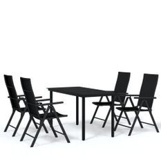 Ensemble de salle à manger de jardin 5 pcs Noir 41