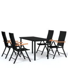 Ensemble de salle à manger de jardin 5 pcs Noir 40