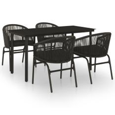 Ensemble de salle à manger de jardin 5 pcs Noir 38