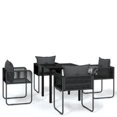 Ensemble de salle à manger de jardin 5 pcs Noir 45
