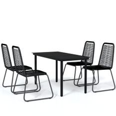Ensemble de salle à manger de jardin 5 pcs Noir 39