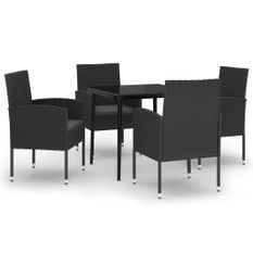 Ensemble de salle à manger de jardin 5 pcs Noir 7