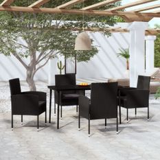 Ensemble de salle à manger de jardin 5 pcs Noir 11