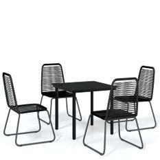 Ensemble de salle à manger de jardin 5 pcs Noir 49