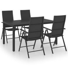 Ensemble de salle à manger de jardin 5 pcs Noir 33