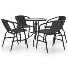 Ensemble de salle à manger de jardin 5 pcs Noir 152