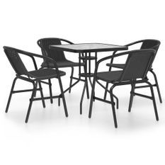 Ensemble de salle à manger de jardin 5 pcs Noir 153