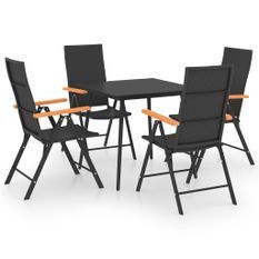 Ensemble de salle à manger de jardin 5 pcs Noir et marron 8