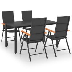 Ensemble de salle à manger de jardin 5 pcs Noir et marron 3