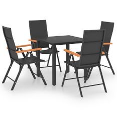 Ensemble de salle à manger de jardin 5 pcs Noir et marron 2