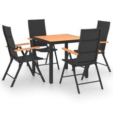 Ensemble de salle à manger de jardin 5 pcs Noir et marron 6