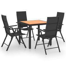 Ensemble de salle à manger de jardin 5 pcs Noir et marron