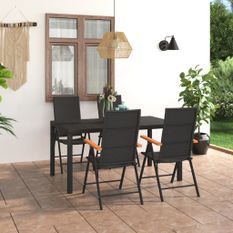 Ensemble de salle à manger de jardin 5 pcs Noir et marron