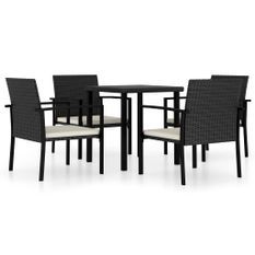 Ensemble de salle à manger de jardin 5 pcs Résine tressée Noir 5