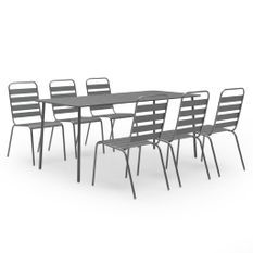Ensemble de salle à manger de jardin 7 pcs Acier Gris foncé